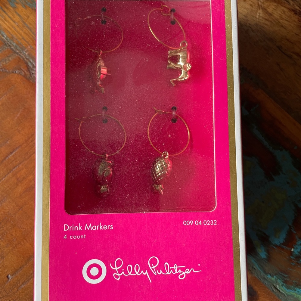 Lilly Pulitzer   WINE GLASS CHARMS  NIB  Target Limited
